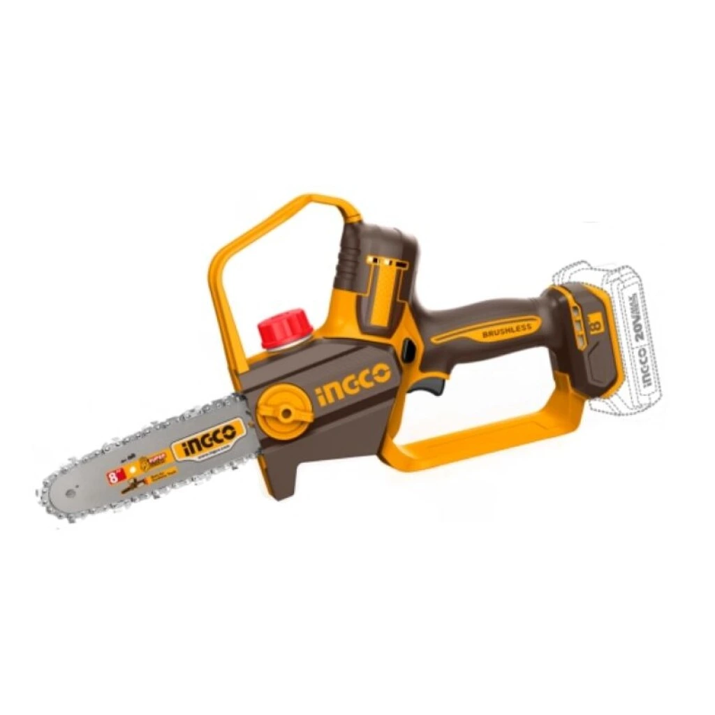 MINI MOTOSIERRA 8" 2 BATERIA 2.0 AH + CARGADOR Y ACCESORIOS CGSLI20882 - INGCO