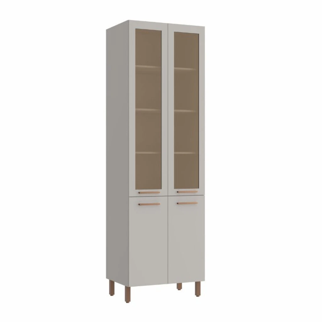 PANELERO 4 PUERTAS CON VIDRIO SARDENHA - CINZA CLARO