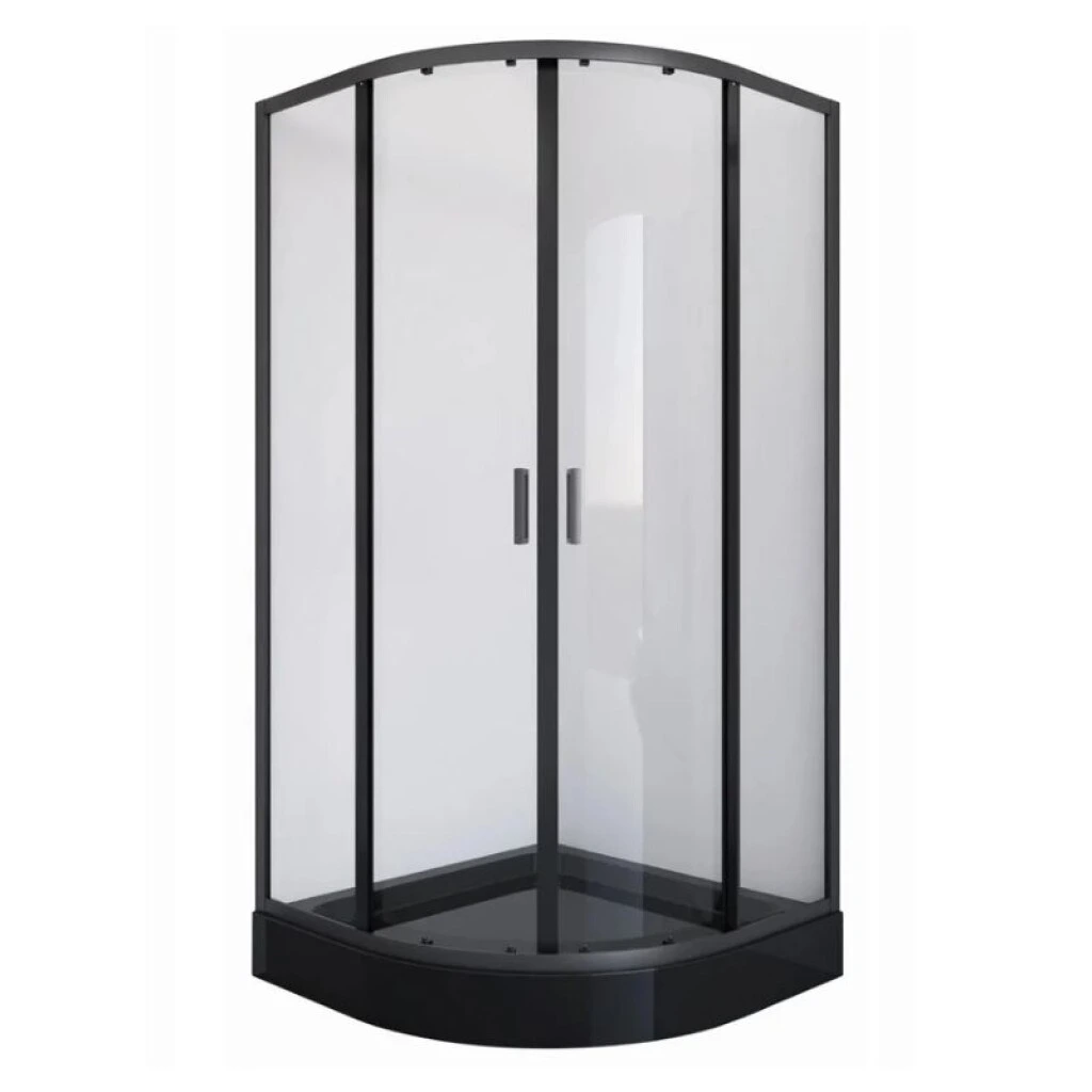 MAMPARA DE BAÑO ESQUINERA NEGRO MATE 90 X 90 X 2.05 MT