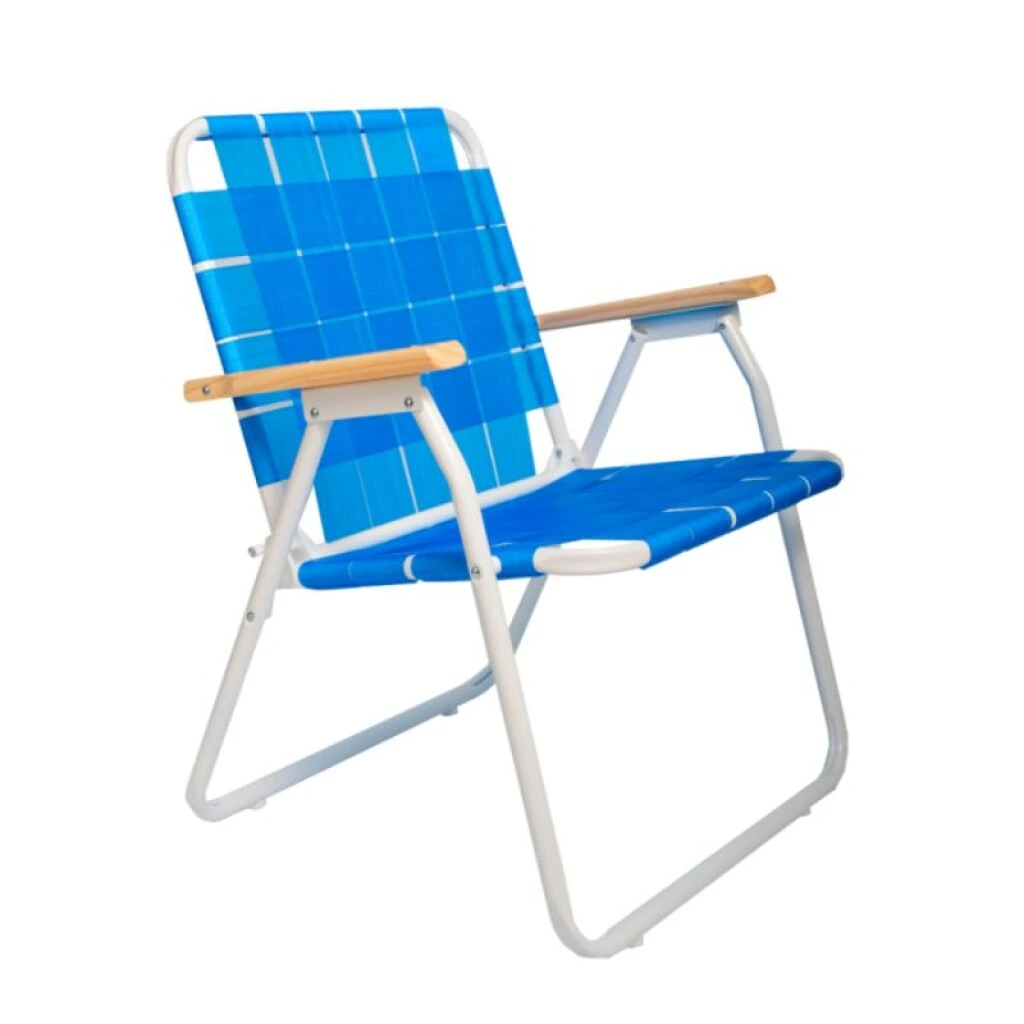 SILLA PLEGABLE DE CAÑO CON POSA BRAZO DE MADERA
