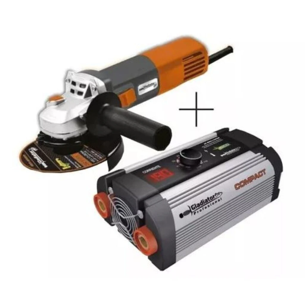 KIT SOLDADORA INVERTER + AMOLADORA ANGULAR GLADIADOR IE8190/AA715