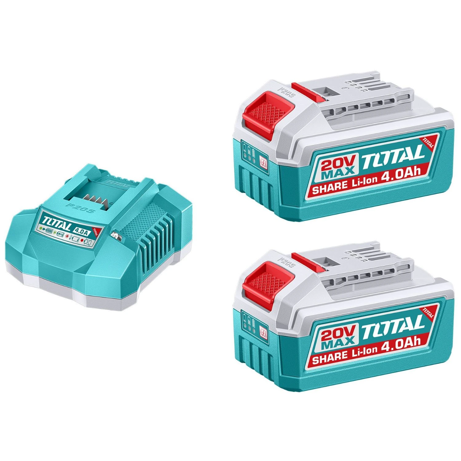 Set 2 Baterías 4.0Ah + Cargador 20v Total