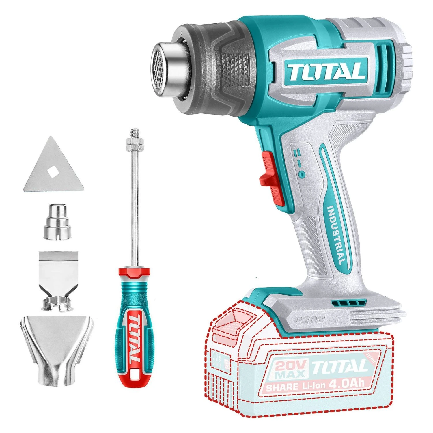 Pistola De Calor Inalámbrica Total 20v – 550ºC