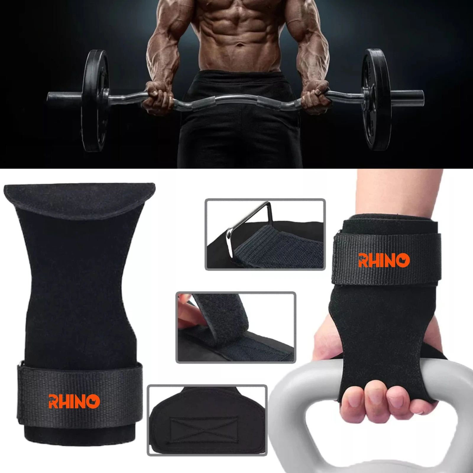 Calleras crossfit Guantes Gym Straps Muñequera RHINO