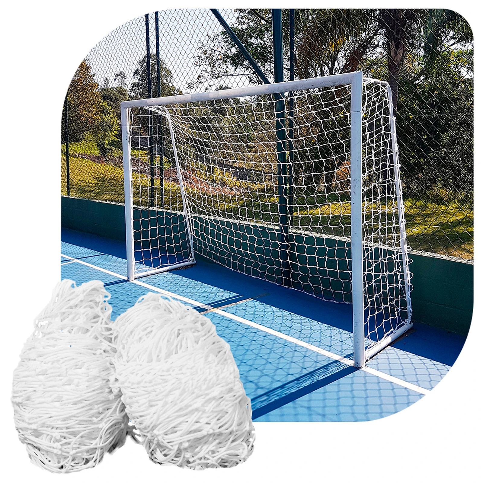 Par de Redes Arco 6mm Fútbol 5/sala y Handball 3,2×2,1m UV GISMAR