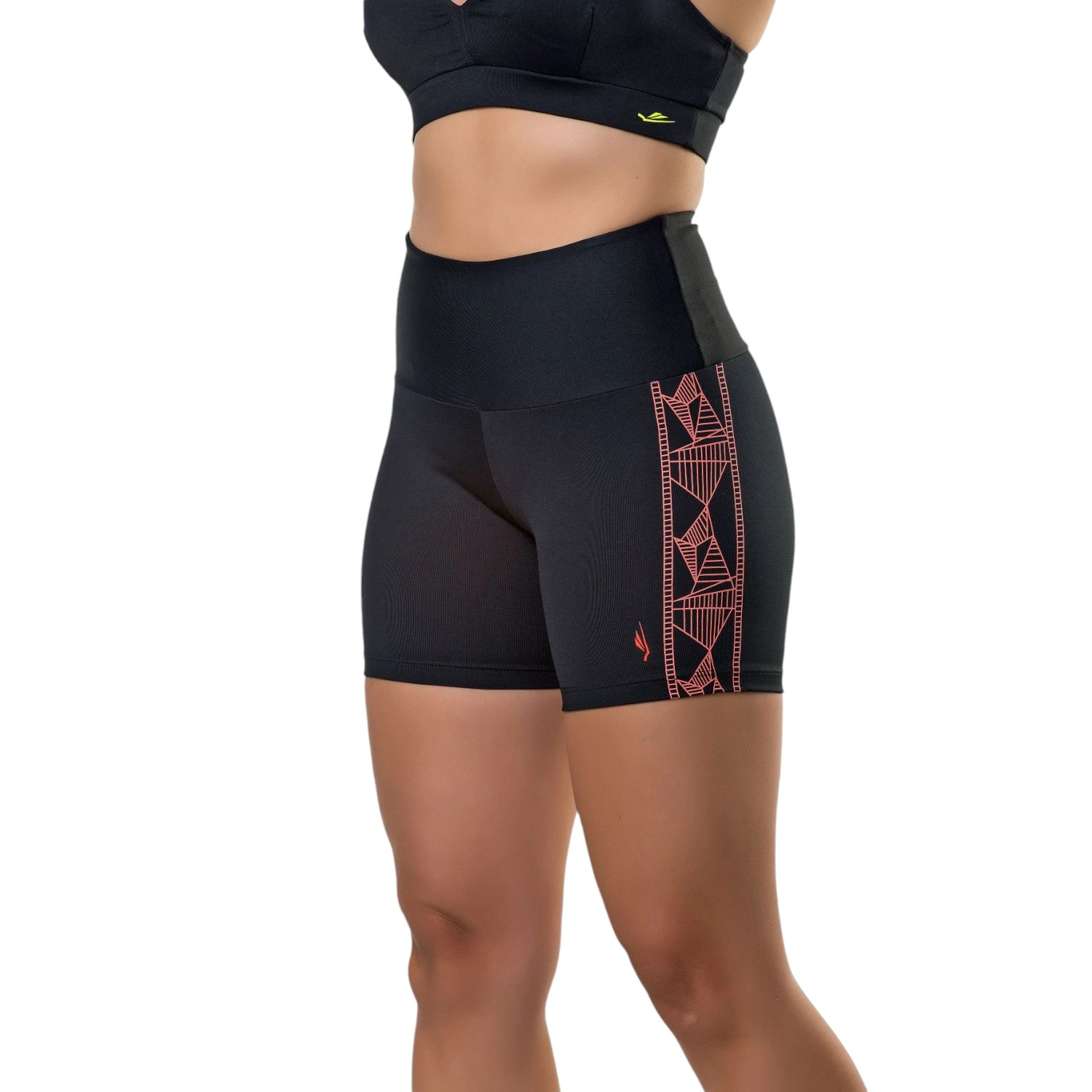 Calza Corta Dama tiro Alto con Diseño Fitness Flex UV50+ ELITE