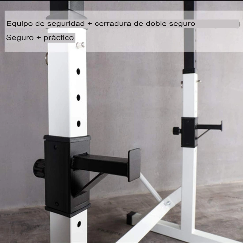 Soporte Barra Regulable Sentadillas y pecho unido- Rhino