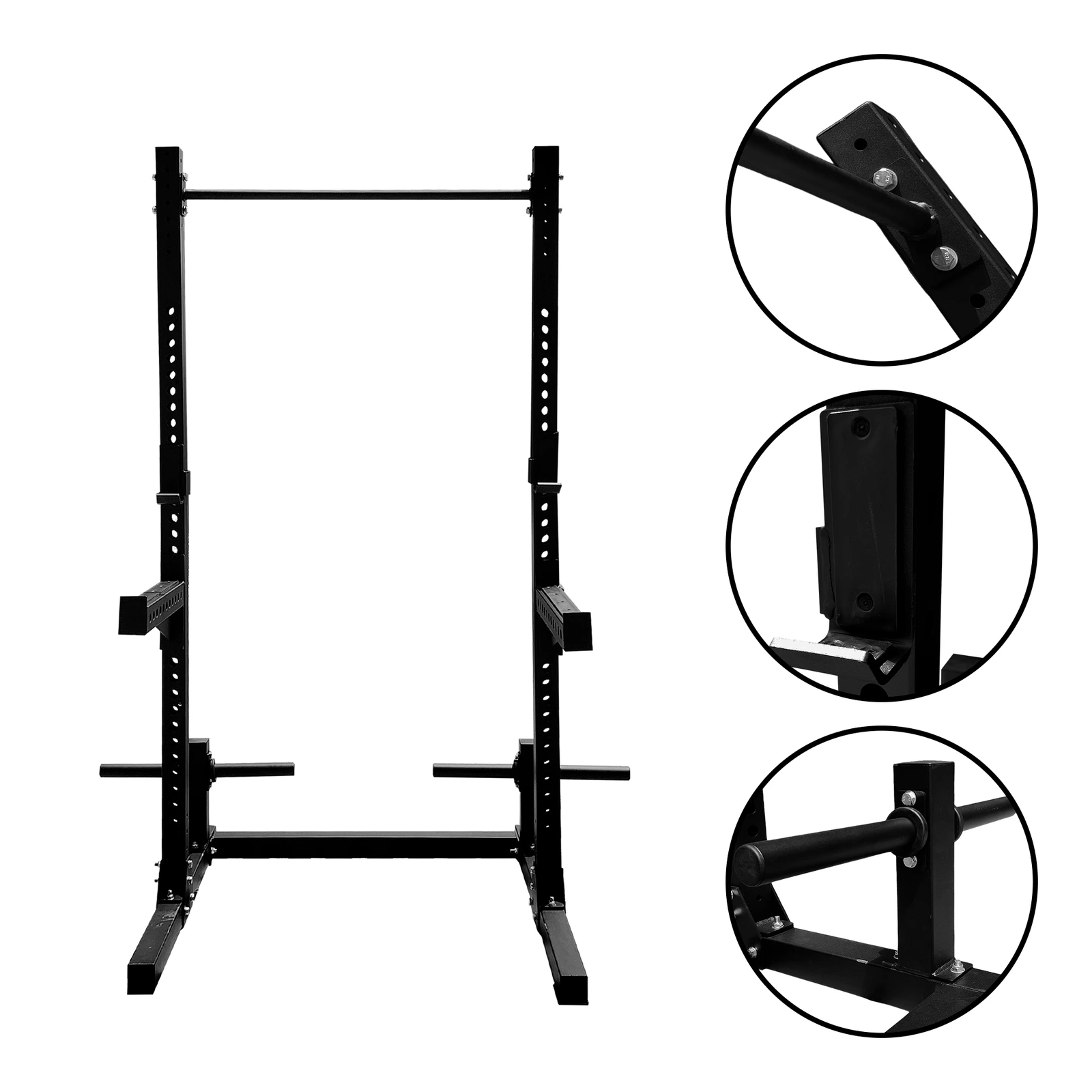 Rack Jaula Soporte Sentadillas Ajustable – Ganchos en J y Brazos de Seguridad RHINO