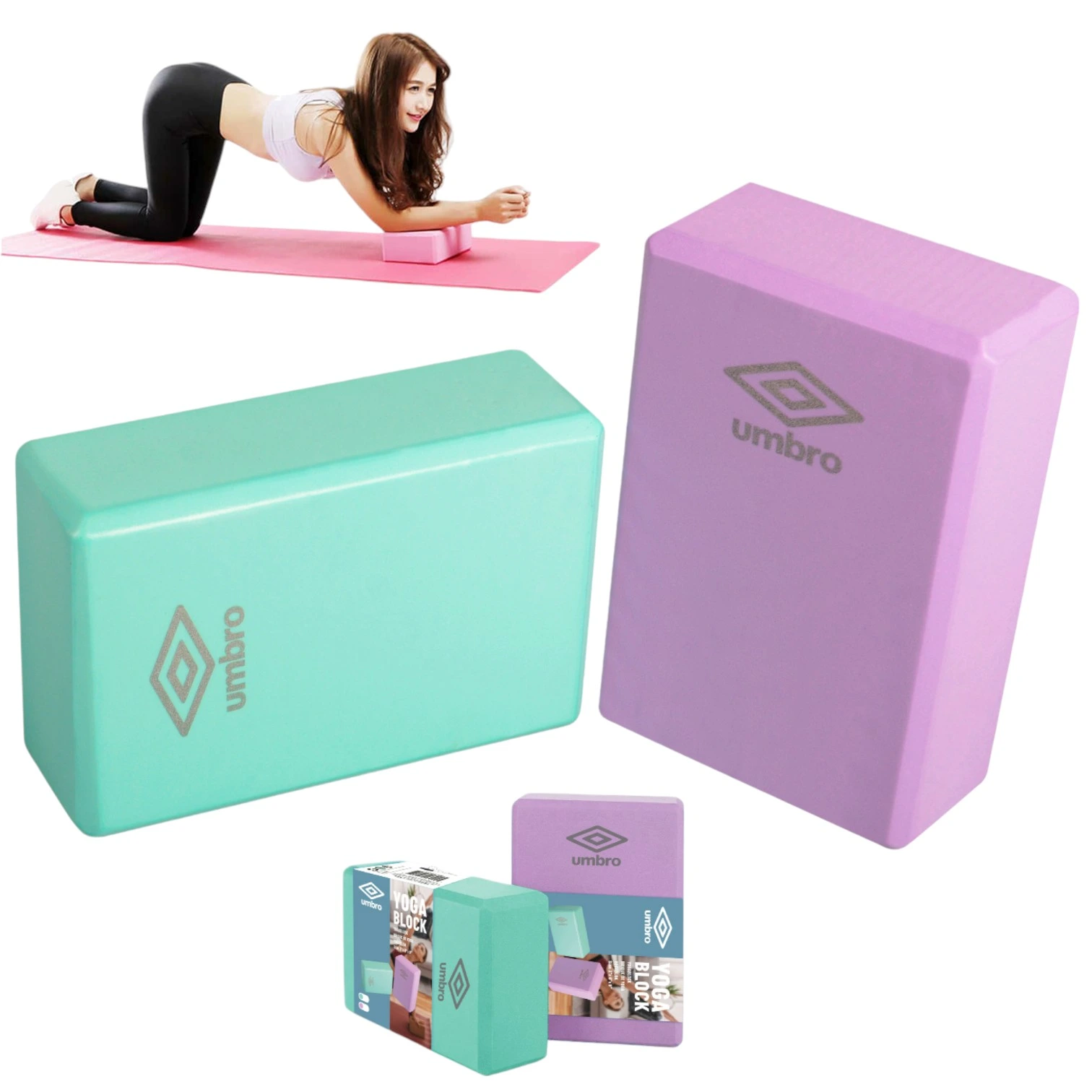 Bloque de Yoga Rosa 23x15x7.5 cm – Ladrillo Pilates UMBRO