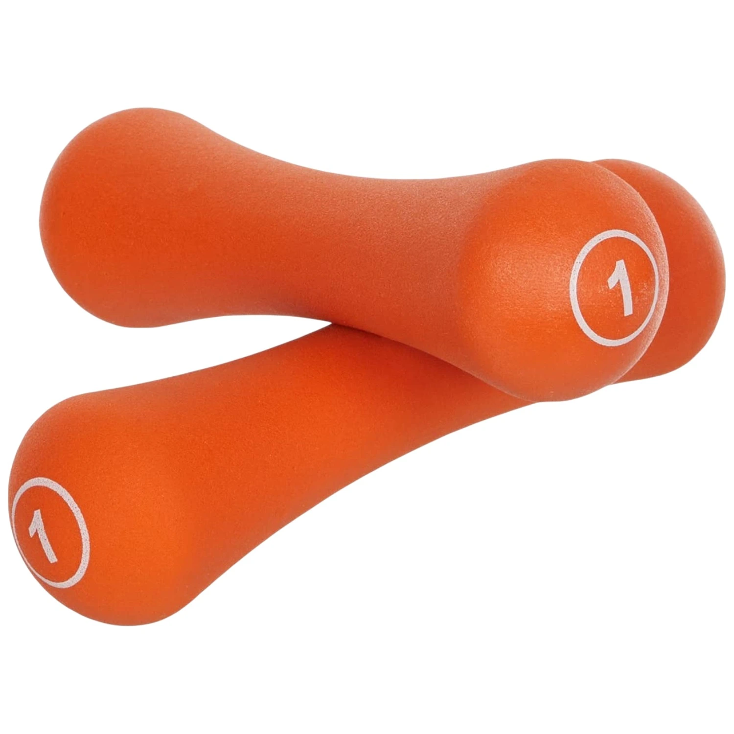 Set de 2 Mancuernas 1 kg Naranja Recubiertas en Neopreno – Liveup LS2002/01/OG