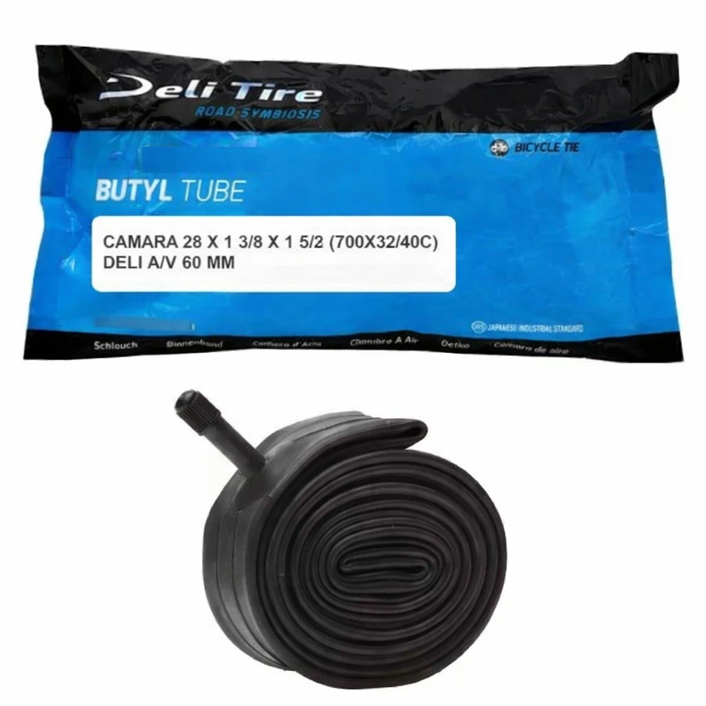 Cámara Bicicleta 28 x 1 3/8 x 1 5/8 (700×32/40C) Deli A/V 60mm Butyl Alta Resistencia