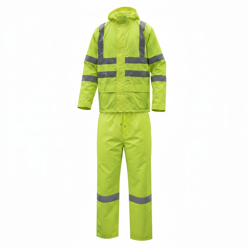 Traje Impermeable Oxford/PVC Amarillo Alta Visibilidad – con Bandas Reflectivas – Uso Industrial, Vial, Delivery