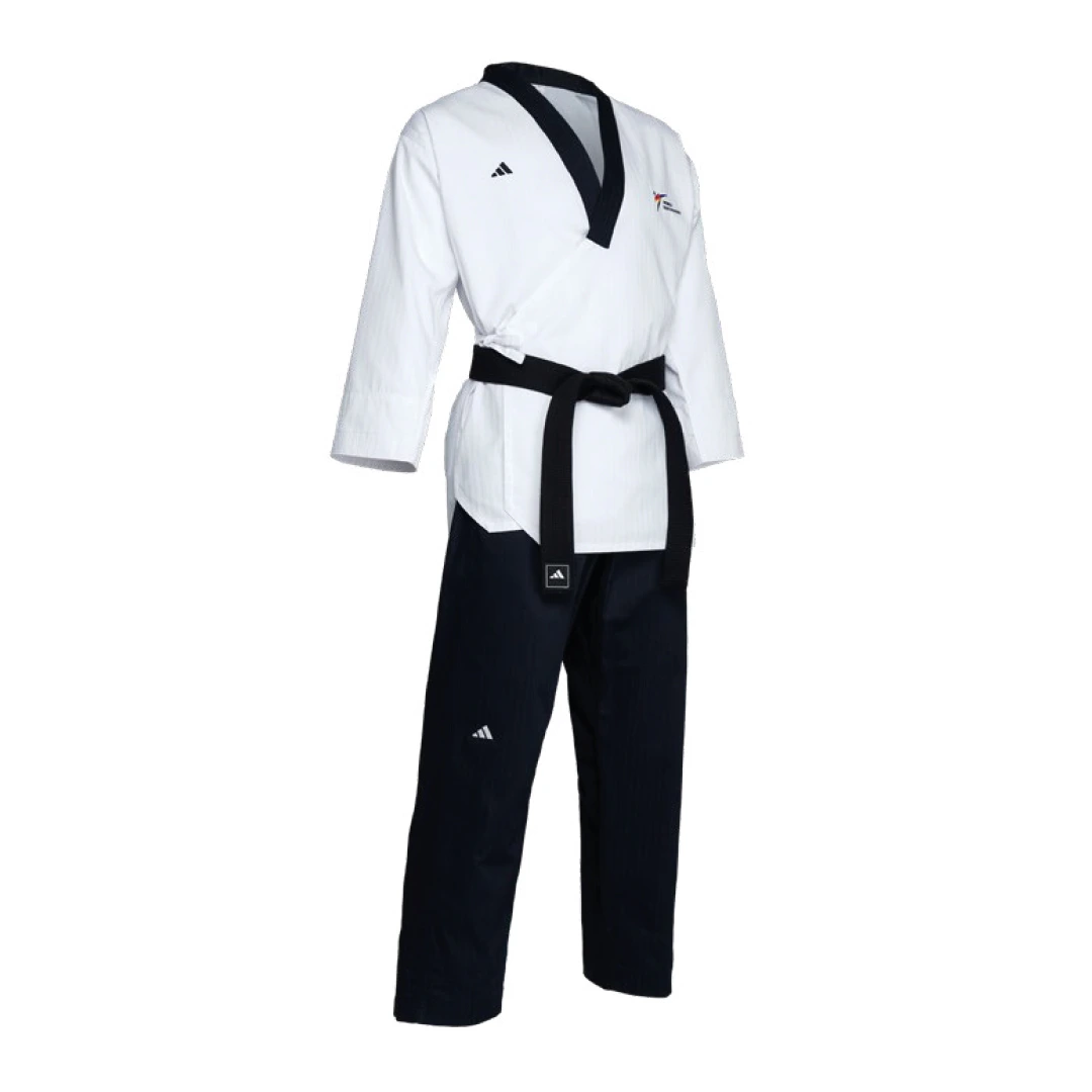 Uniforme Taekwondo Adidas Poomsae Masculino Adulto WT Blanco Premium para Competicion de Formas Poomsae