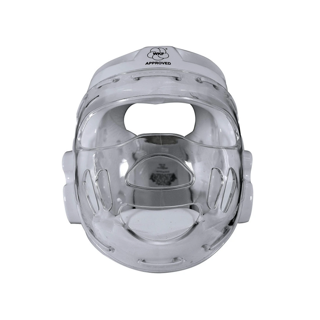 Protector Cabeza Taekwondo Adidas WT con Mascara Blanco Cobertura Total y Proteccion Facial para Competicion y Sparring