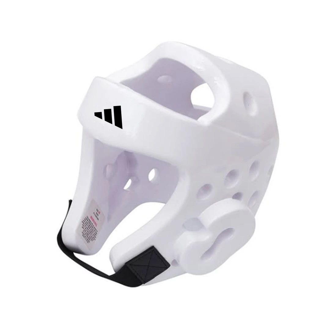 Protector de Cabeza Taekwondo Adidas WT Blanco Cobertura Total Espuma Alta Densidad Aprobado World Taekwondo Talle XS