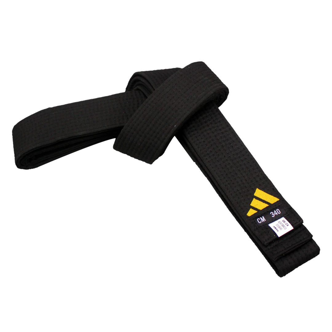 Cinturon Taekwondo Adidas Master Deluxe Negro 5cm Algodon Reforzado Premium para Cinta Negra y Maestros Largo 320cm