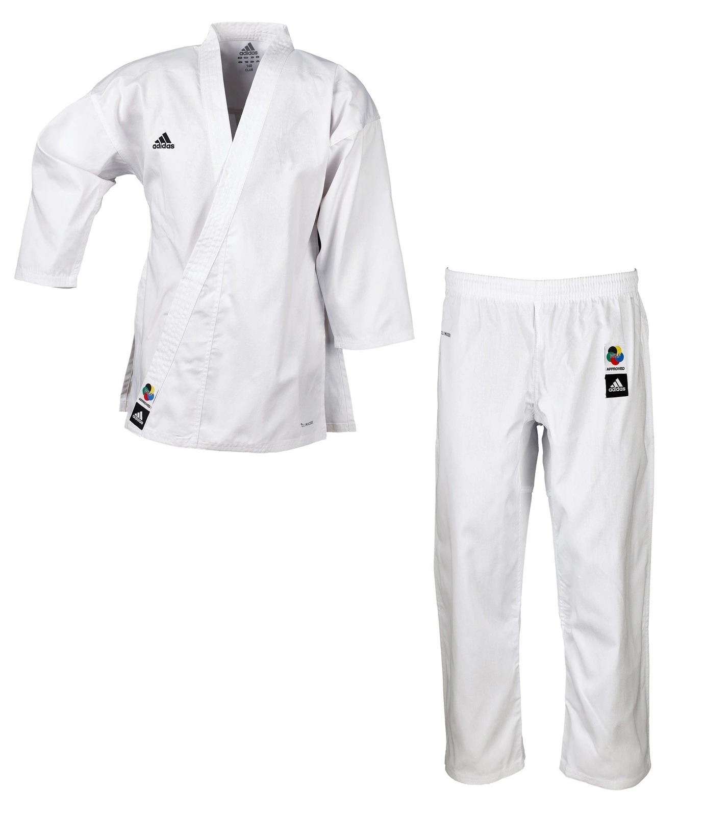 Uniforme Karate Adidas Club K220C WKF Poliester Algodon 220gsm Malla Climacool Aprobado para Competicion