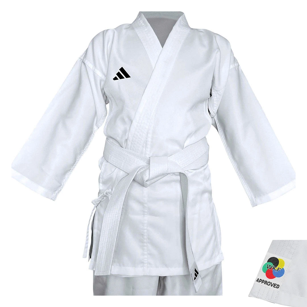 Uniforme Karate Adidas K150WB con Cinturon Incluido Blanco para Principiantes y Practica Habitual Talla 160