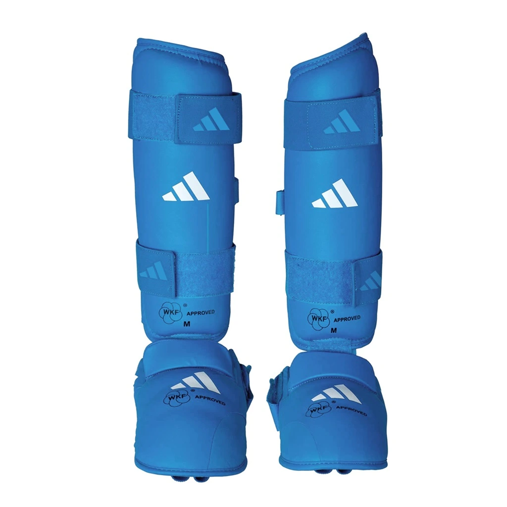 Espinillera con Empeine Adidas Karate WKF 661.35 Cuero Sintetico PU Aprobada Federacion Mundial para Competicion Kumite