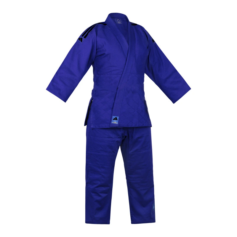 Uniforme Judo Sin Cinturon Adidas Club Algodon Poliester Tejido Reforzado Intermedio Avanzado Azul Negro