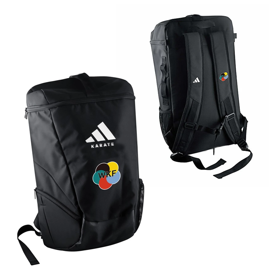 Mochila de Karate Adidas Combat Negro/Blanco con Compartimentos para Equipamiento de Karate