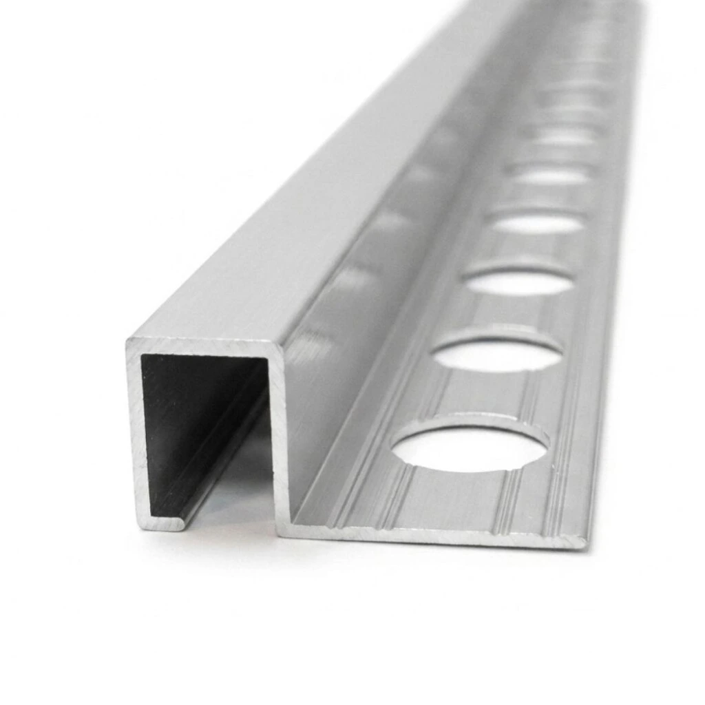Guardacanto Quadra Aluminio Cromo Mate Para Porcelanato 12mm x 2.5mts