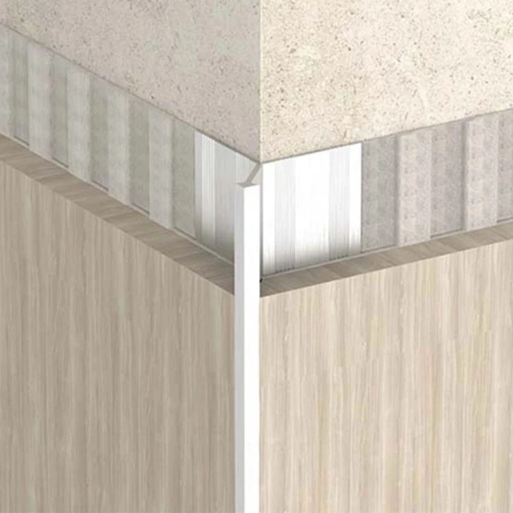 Perfil de Aluminio en Flecha para Porcelanatos Cromo Mate 12mm x 2.5mts
