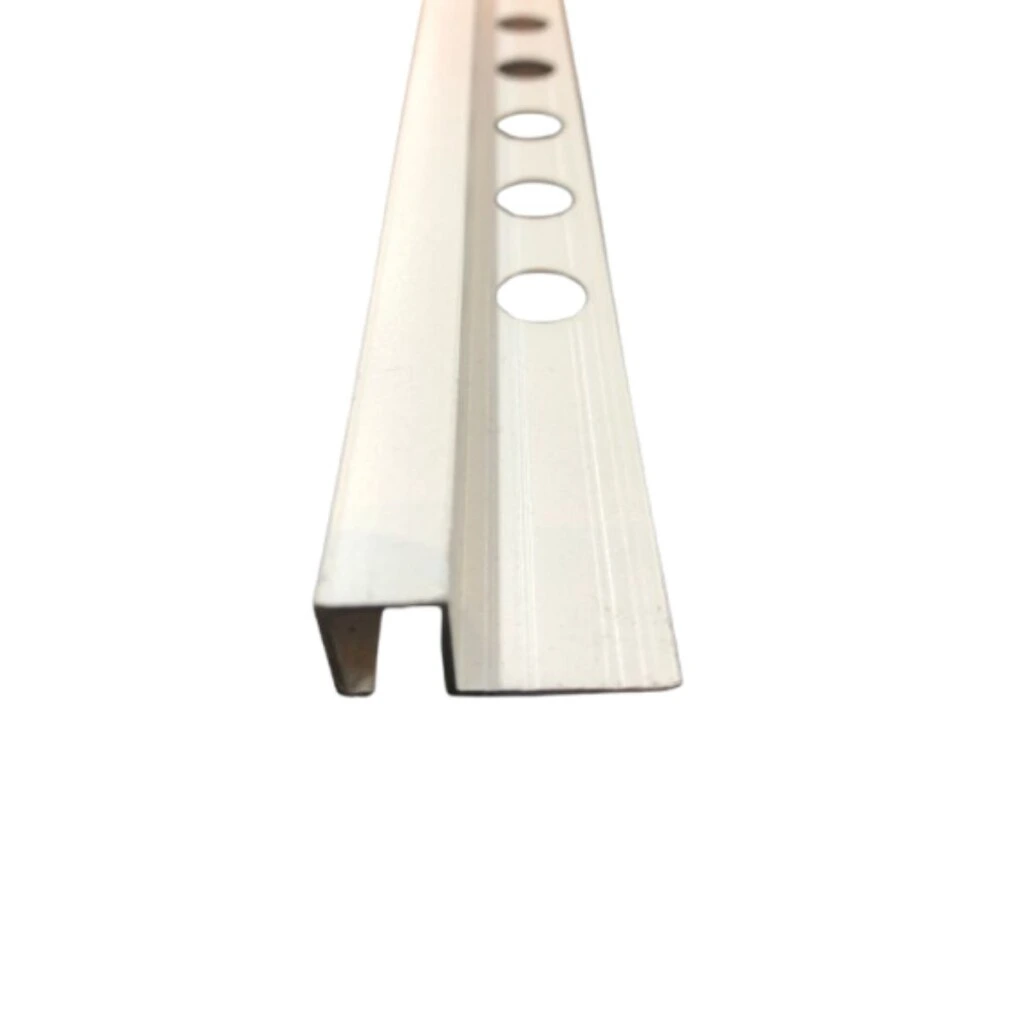Guardacanto Quadra Aluminio Blanco Para Porcelanato 12mm x 2.5mts